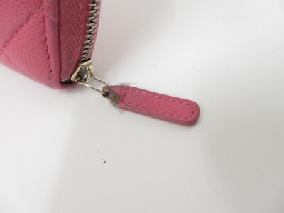 Authentic CHANEL Leather Matelasse Zip Around Long Wallet #41395