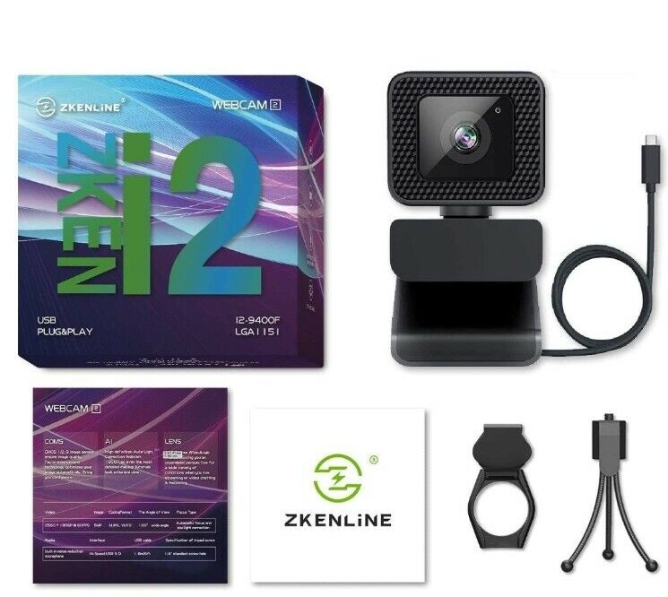 Zkenline HD 2K Webcam w Microphone Fashionable and Noise W Reduction USB Super beauty product restock quality top