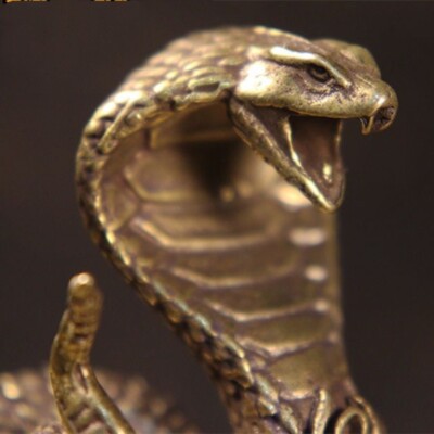 Solid Copper Cobra Trinket Hand Carved Bronze Model Figurines