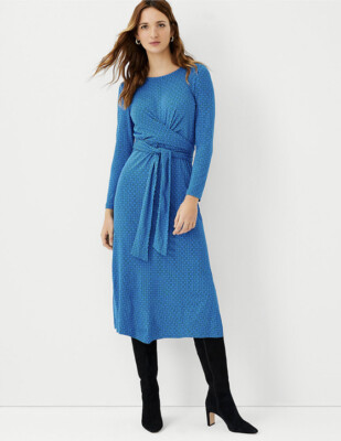 french blue midi dress Mac Duggal - Blue High Neck Ruffle Tiered A-Line Midi Dress main image 1
