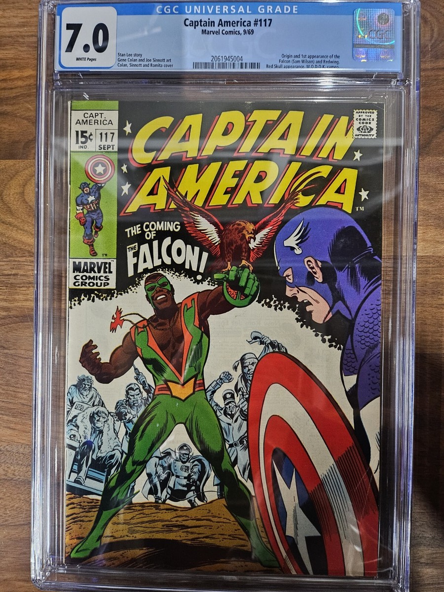 CAPTAIN AMERICA #117 CGC 7.0 Key 1st FALCON APPEARANCE WHITE PAGES