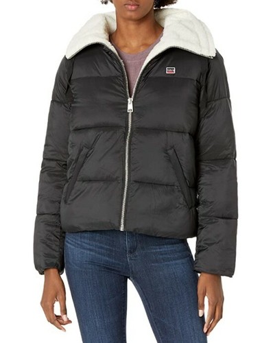 Molly Sherpa Lined Puffer Jacket (Black 
