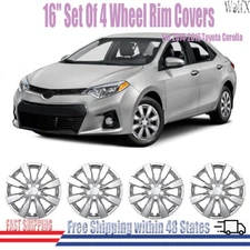 16" Set Of 4 Wheel Covers Full Rim Snap On Hubcaps for 2014-2016 Toyota Corolla