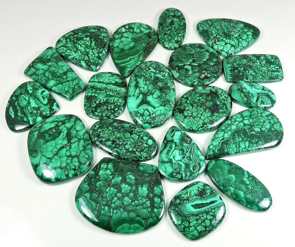 Natural Green Malachite Mix Shape Cabochon Loose Gemstone Wholesale Lot - Image 2 of 4