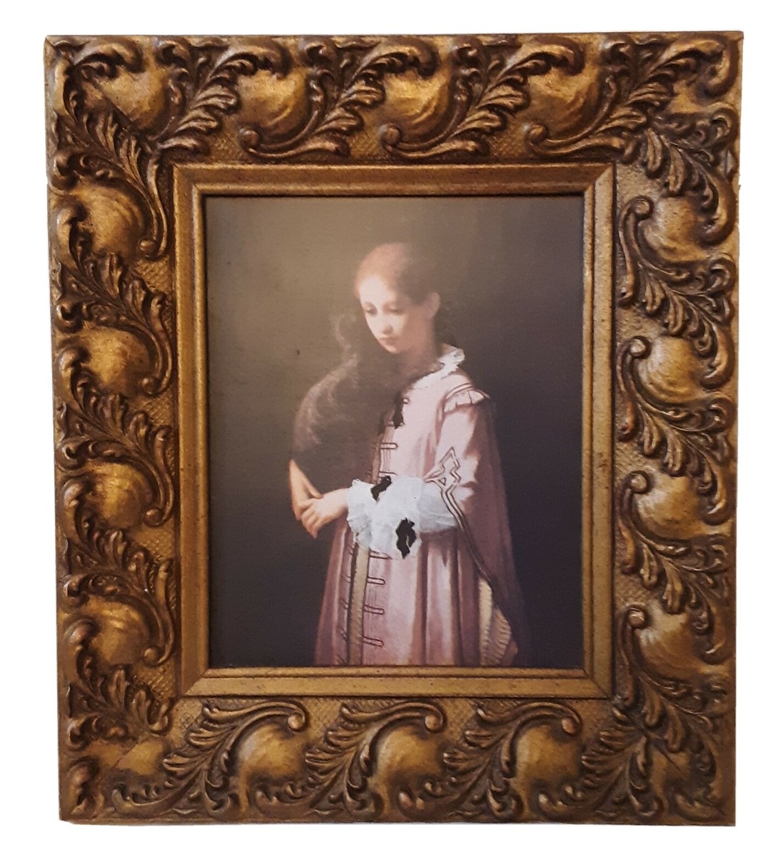 Girl with Cat Antique oil painting William Morris Hunt ornate