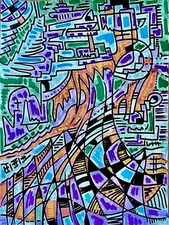 Modern Psychedelic Abstract Cubism Graffiti Art Painting Cartoon Illustration