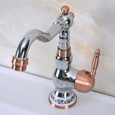 Chrome Antique Red Copper Bath Kitchen Sink Swivel Spout Faucet Mixer Tap snf905