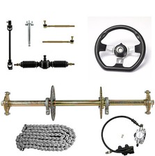32" Go kart Rear Axle kit 428 Sprocket Hub Brake Front Steering Golf Cart Trike