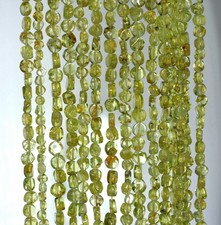4MM PERIDOT GEMSTONE GRADE A GREEN FLAT ROUND NUGGET LOOSE BEADS 14inch