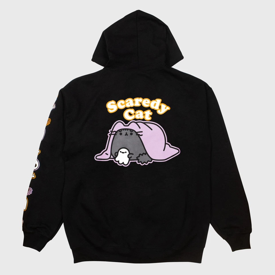 Sudadera con Capucha Pusheen el Gato Negra con Cremallera Halloween Unisex Tallas Algodón Gato Scaredy Foto 2 de 4