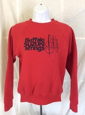 Vtg 80s Early 90s Buffalo Suzuki Strings Raglan Sweatshirt Red Youth L Music
