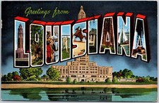 New Orleans Louisiana, 1946 Big Capital Letters, Famous Places, Vintage Postcard