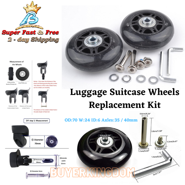 Petinthegarden 2 Set Roller Bag Replacement Wheels Luggage Suitcase