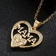 MAMA Heart Necklace – Sparkly Jewelry Gift for Mom, Perfect for Mother’s Day