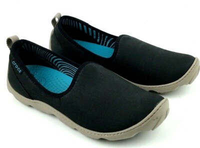 Crocs 15249 Duet Skim Clogs Black Slip-on Comfort Walkers Women's Size 6 M Ex