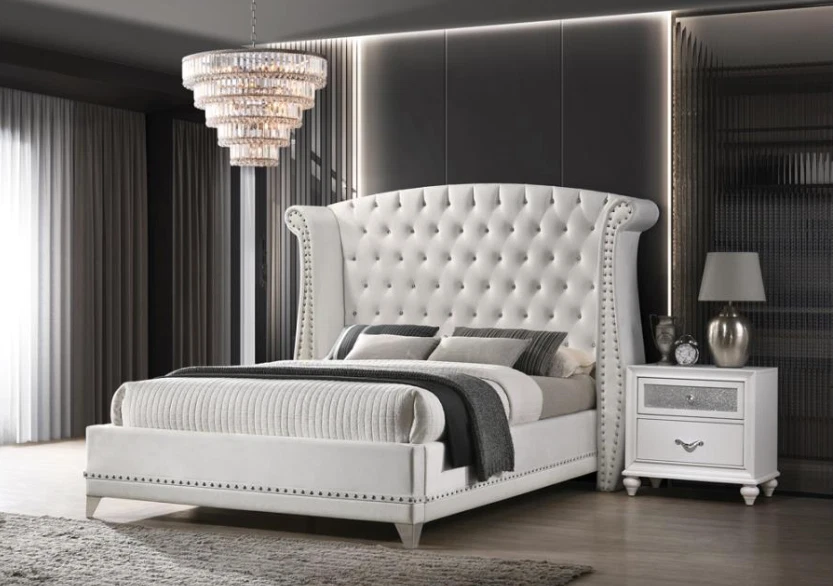 Cama acolchada Barzini Queen blanca Foto 2 de 4