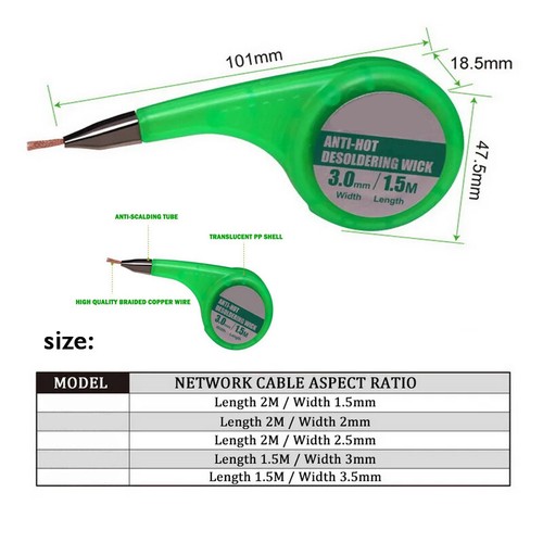 1pcs Desoldering Wick Braid Solder Wick Remover Sucker with Thumb Wheel Dispense - Picture 3 of 11