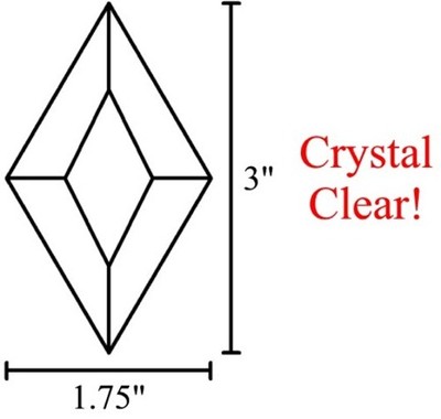 1.75x3 Diamond Bevels for Stained Glass (5)  1-3/4x3