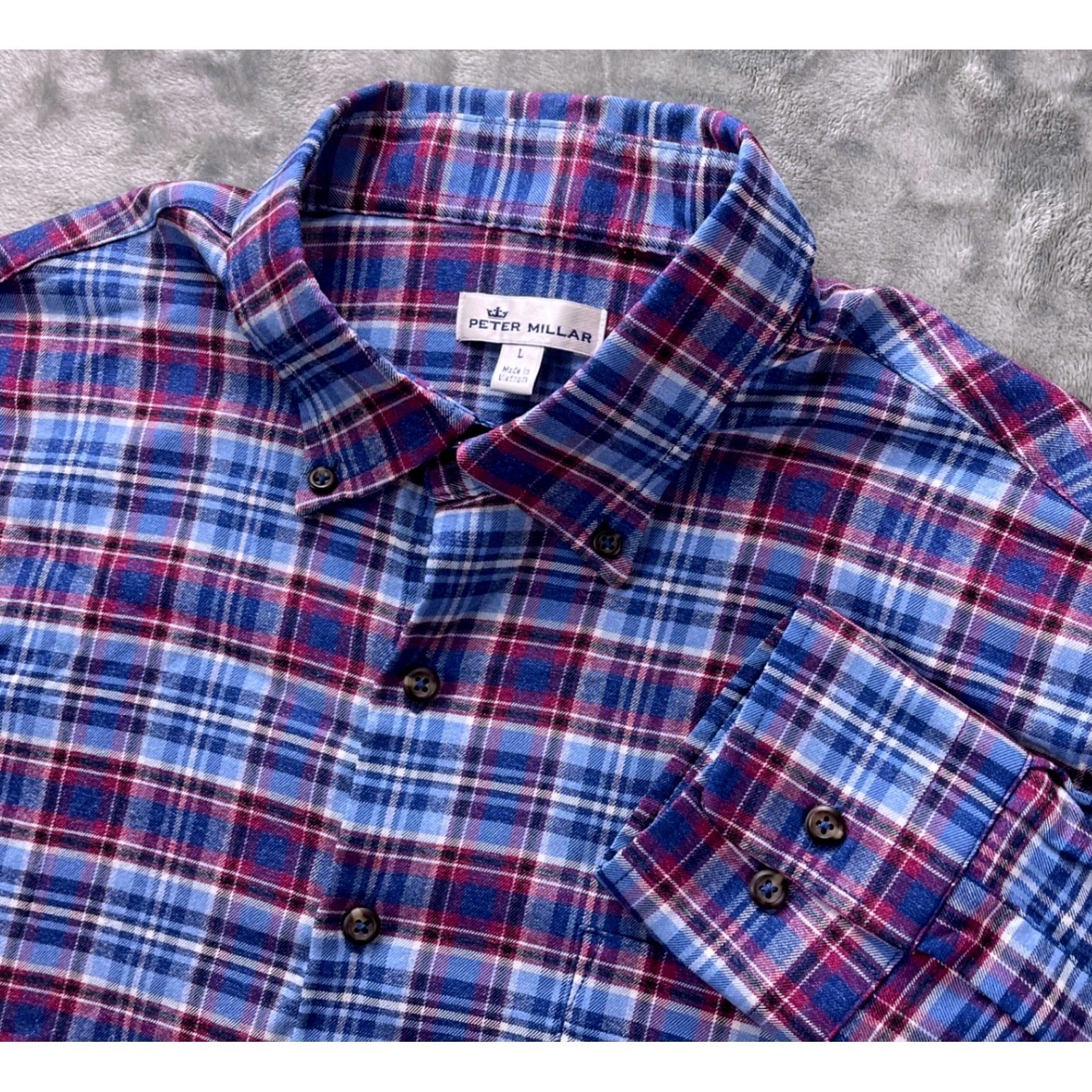 Peter Millar Performance Button Down Shirt L Blue… - image 1