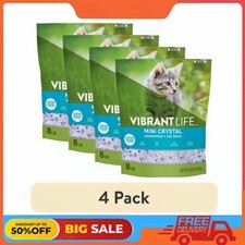 4 pack Vibrant Life Mini Crystal Cat Litter, Unscented, 8 lb Bag