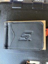 Snap On Tools Black Leather Money Clip Bifold Wallet with Wrench Logo
