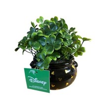 Disney St. Patricks Day grünes künstliches Kleeblatt im schwarzen Topf mit goldenen Mickey-Akzenten