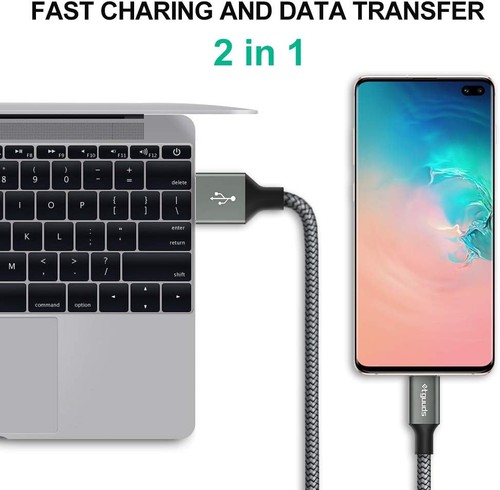etguuds 6ft USB A to C Cable 3A Fast Charging, 2-Pack A 6ft, Gray - 第 4/7 張圖片