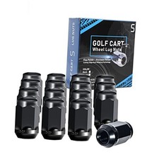 Golf Cart Wheel Lug Nuts Standard 1/2"-20 for EZGO  Club Car 16 Pack Black