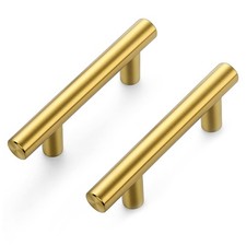 5 PCS 21/2 Inch Gold Cabinet Handles Brushed Brass Modern Drawer Pulls