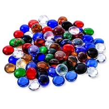 Glass Pebbles Colored Stones, 1LB Flat Marbles Small, Mixed