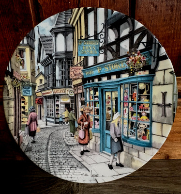 Sehr guter Zustand 1990 Colin Warden Schaufensterbummel ROYAL DOULTON The TOY SHOP 21 cm Teller
