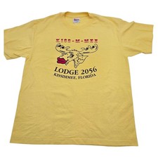 Vintage T-Shirt Mens Large Yellow Vintage Kissimmee Florida Lodge 2056 USA Made