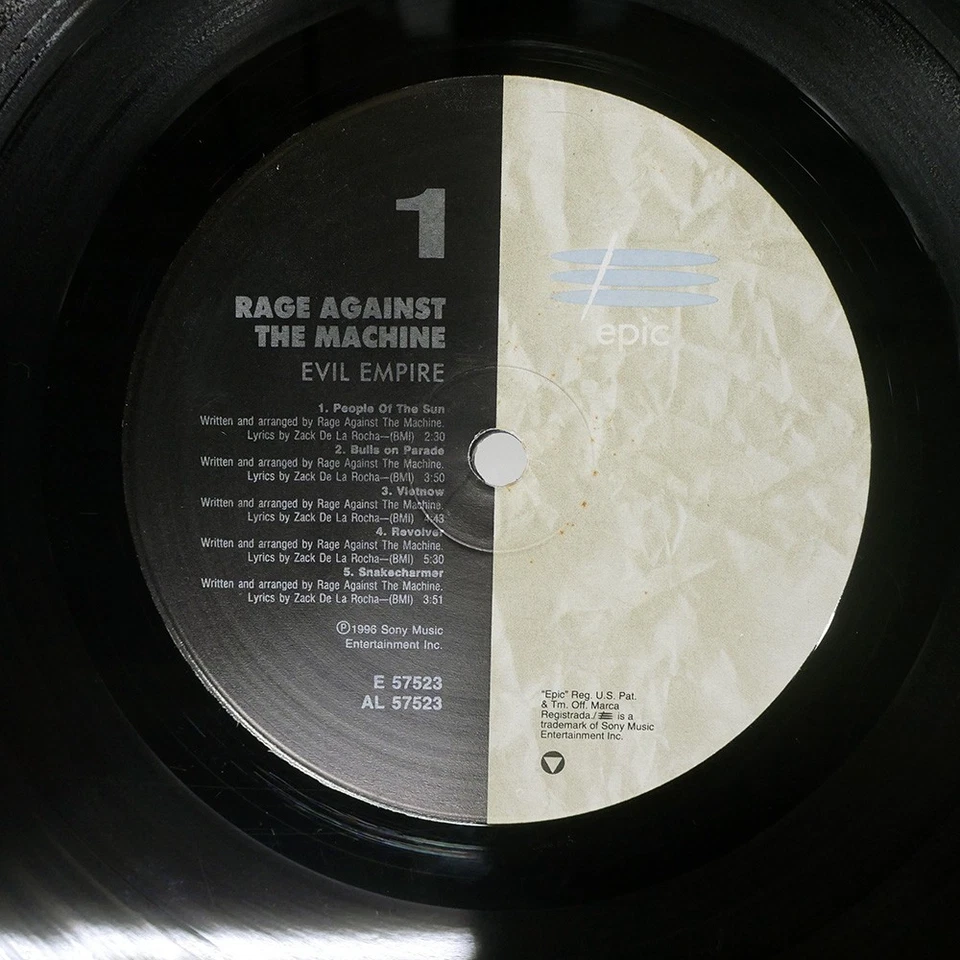 RAGE AGAINST THE MACHINE EVIL EMPIRE EPIC E57523 US VINYL LP - Image 3 of 3