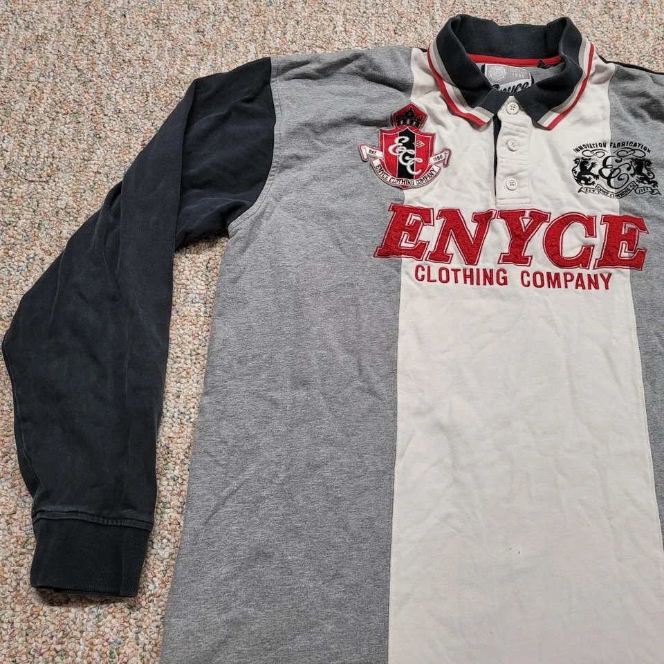 Enyce Polo Shirt Mens XL Multi Striped Rugby Crest Streetwear Hip Hop Rap Y2K - Image 4 of 4