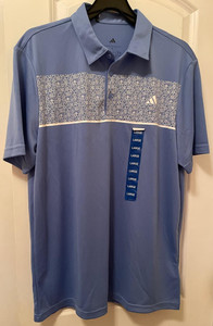 New w/ Tags! Men's Blue Adidas Golf Shirt with fine white floral print - Large