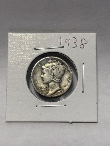 1938 Mercury Dime 10c 90% Silver Circulated But Still In Good Condition