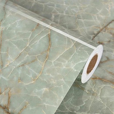 Grünes Kontaktpapier für wasserdichte Marmortapete Vinyl abziehen und kleben 