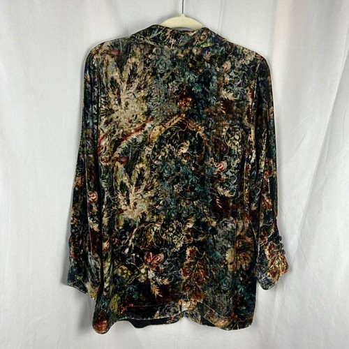Weiche Umrandung Ikone Seide Samt Dichter Tunika Shirt Damen klein schwarz Blumen - Bild 7 von 8