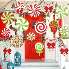 16PCS Large Christmas Candy Ornaments 11 Inch Outdoor Peppermint Multi Color