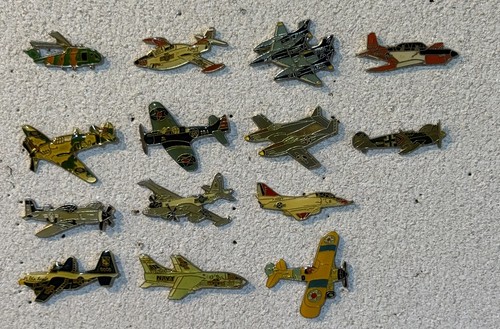 Vintage US Military Aircraft War Plane Color Lapel Hat Pin Lot Of 14