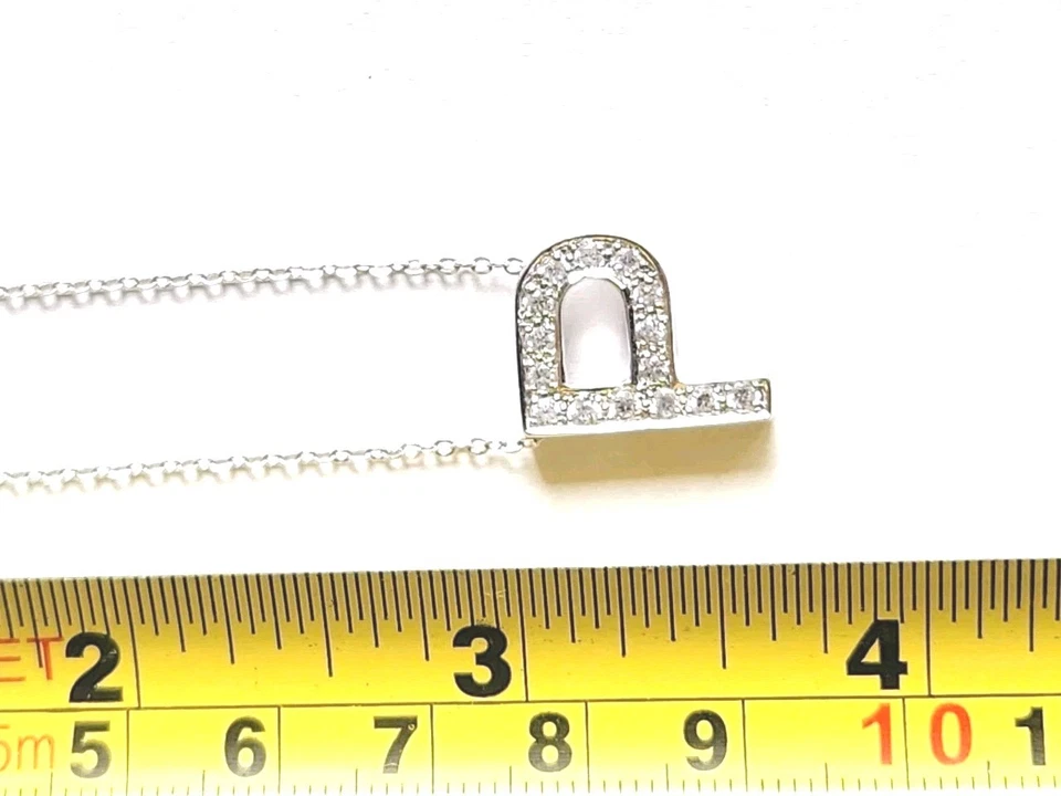 NUEVO Collar Cadena Colgante Erwin Perla Plata Esterlina Letra P Inicial 1CT CZ Foto 3 de 4