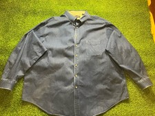 Roundtree Yorke AX Mens 4X Big Dark Denim Shirt Button Down Cotton Heavyweight