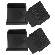 Square Plastic Hole Plugs 1.5 Inch, 4 Pack Tubing Insert End Cap, Black