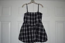 Windsor Size M Black/White/Gray Plaid Design Spaghetti Strap Puffy Bottom Dress