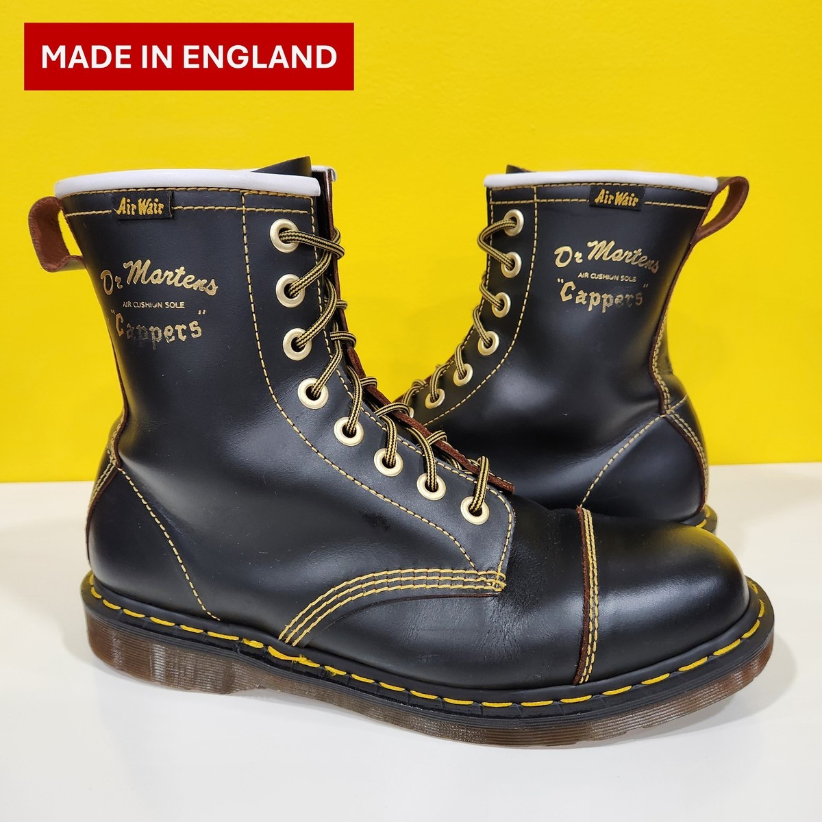 Dr.Martens ドクターマーチン cappers イングランド 💥Dr. Martens Doc England MIE Rare Vintage Black Cappers Boots