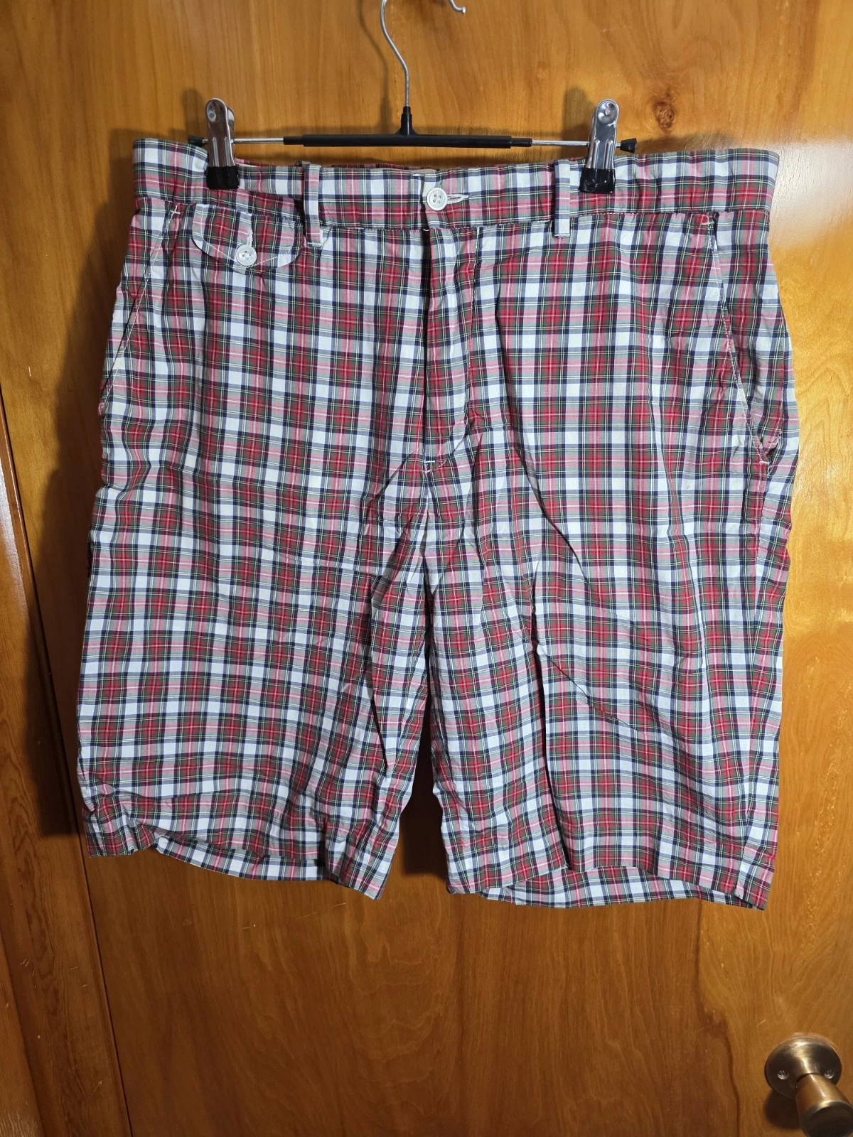 Polo Ralph Lauren Mens Plaid Shorts Red/multicolor/White Size 34