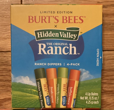 Burt's Bees x Hidden Valley Ranch Dippers Limited Edition 4-Pack, NEW-SEALED