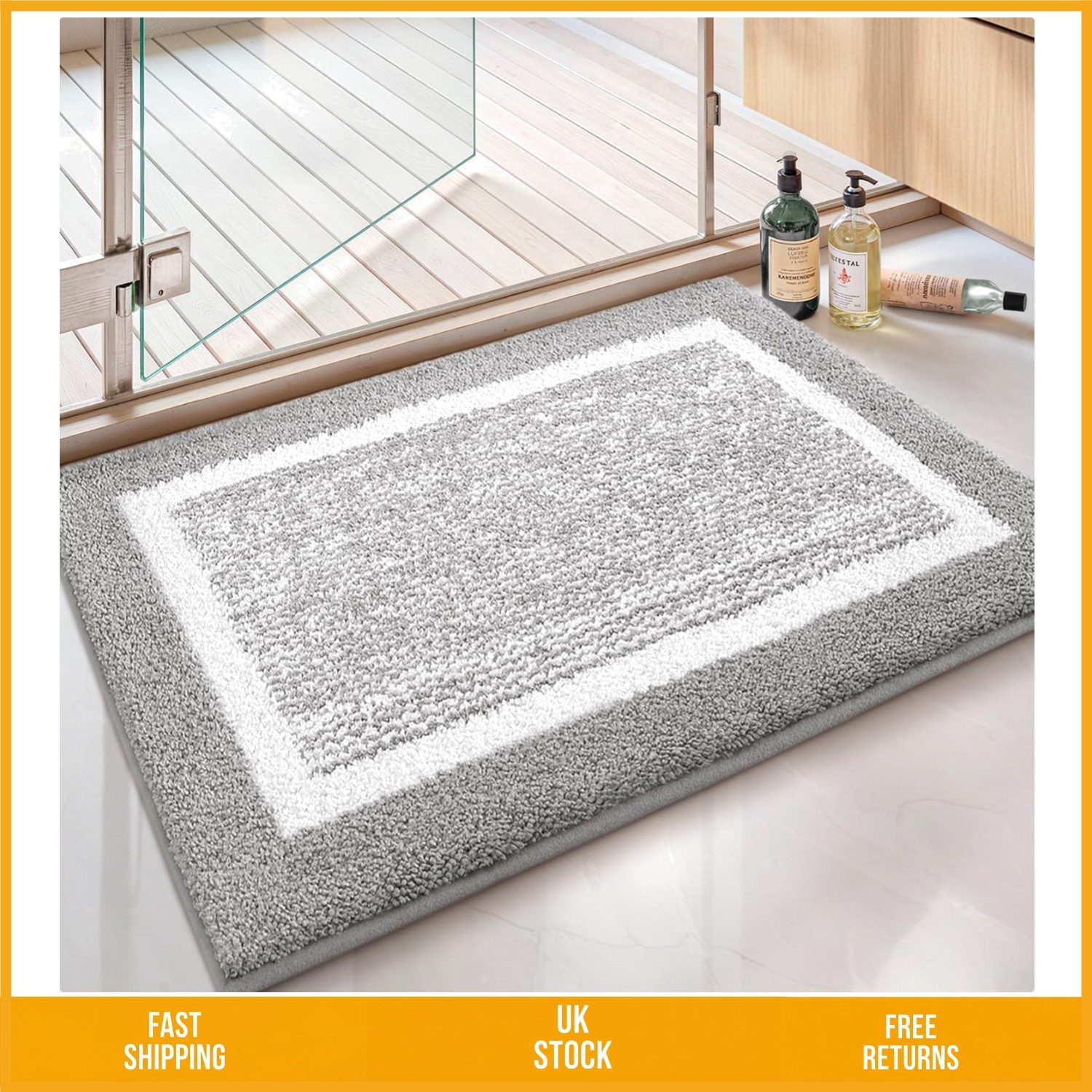 Ultra Soft Absorbent Non Slip Bath Mat Machine Washable Shower Rug 40 x 60cm