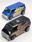 2 HOT WHEELS BLACKWALL BLACK & BLUE SUPER VAN FLAMES VINTAGE ORIGINAL