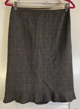 Ann Taylor Black Plaid Pencil Straight Tulip Lined Skirt Women s Size 4